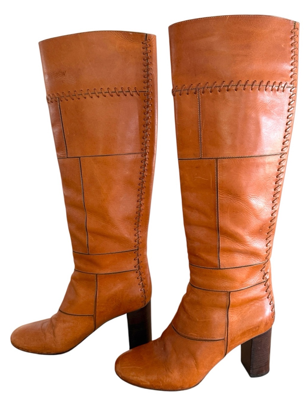 Chloe Tall Leather Over-the-Knee Boots - Cognac Brown